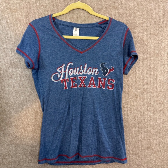 NFL Team Apparel Tops - NFL Team Apparel Houston Texans T-Shirt Womens Small Blue V-Neck Sporty Gameday